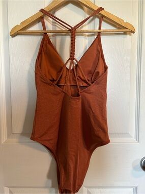 Cupshe Rust Orange One-Piece Swimsuit with Braided Back